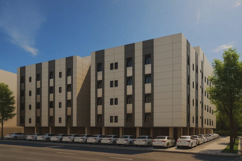 واجهة عمارة سكنية من 4 أدوار في حي الشرفية بجدة